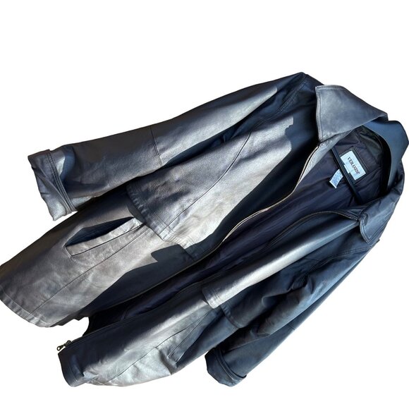 Vintage Veranesi Chocolate Brown 100% Leather Jacket Women's Mid- Length Coat Si - Picture 5 of 15